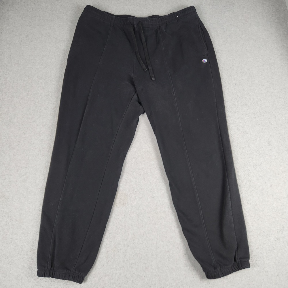 Champion Joggers Sweatpants Mens XL Black Relaxed Fit Fleece Lined Drawstring
